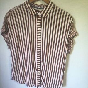 Striped Brown and White Men's Shirt
